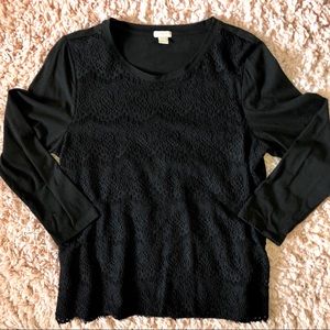 J. Crew Black Lace front Top